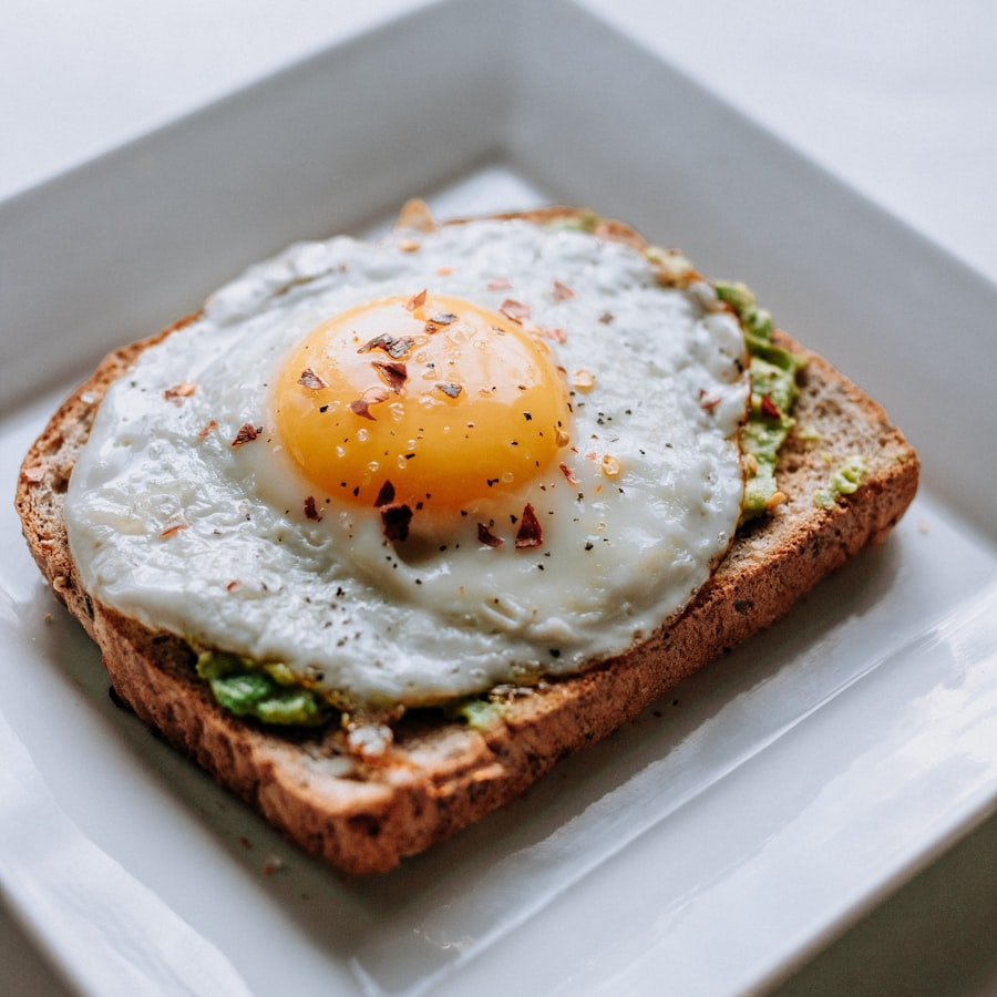 Brunch plate with avocado and poached egg
